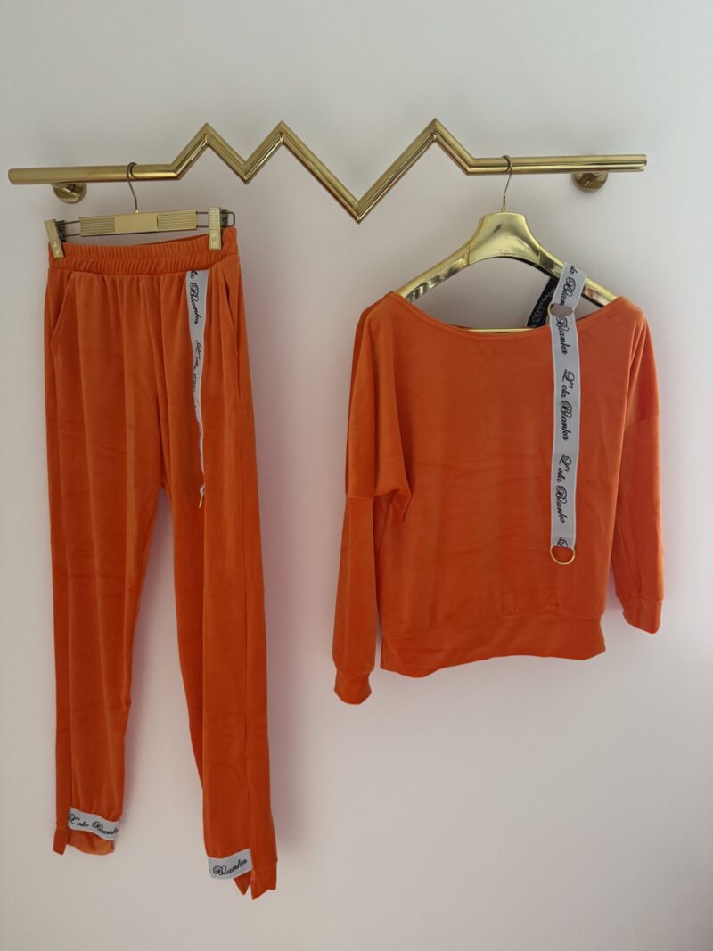 Dres Lola Bianka dres welurowy pomarańczowy komplet - obrazek 7