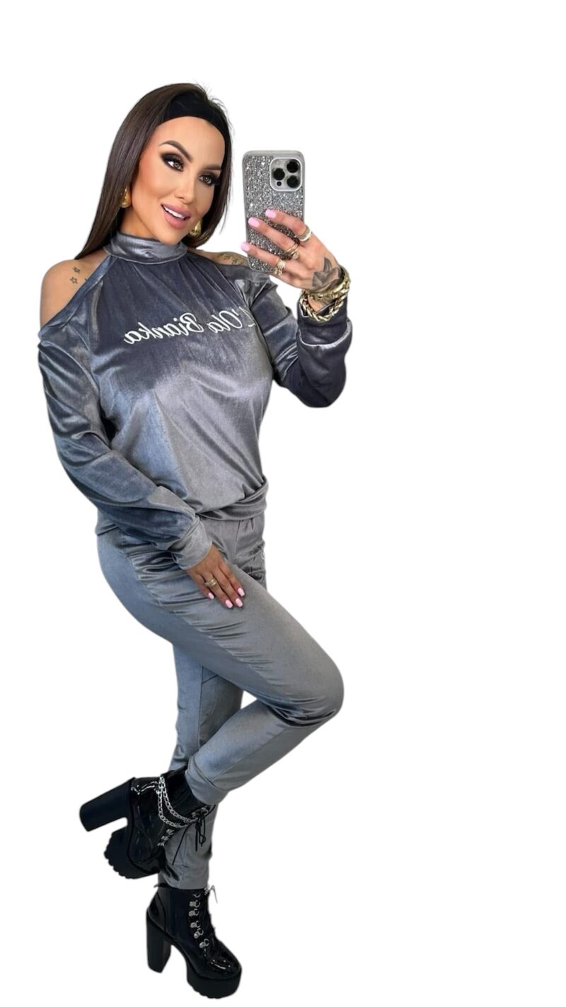 Dres Lola Bianka dres welurowy szary