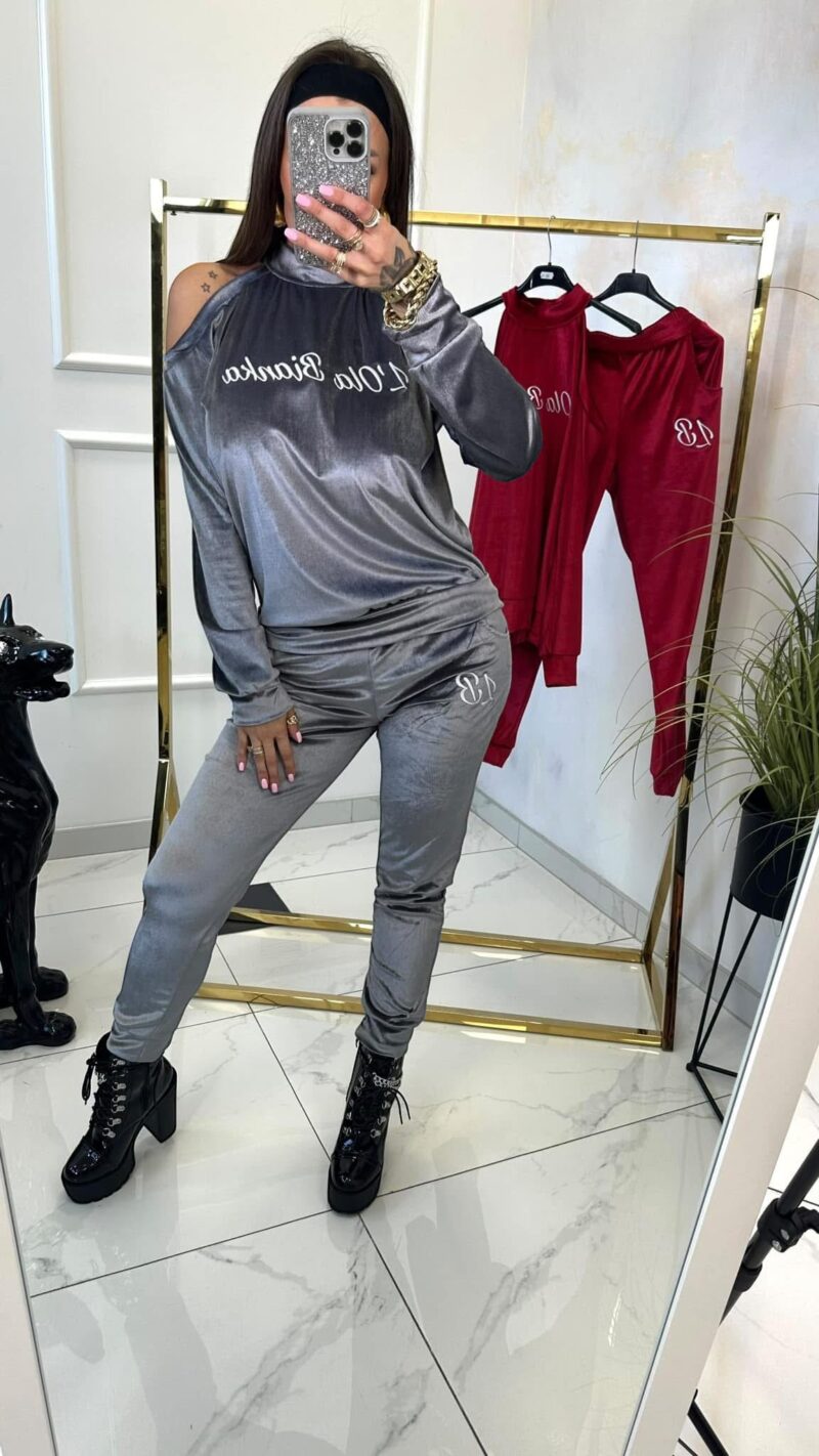 Dres Lola Bianka dres welurowy szary - obrazek 2