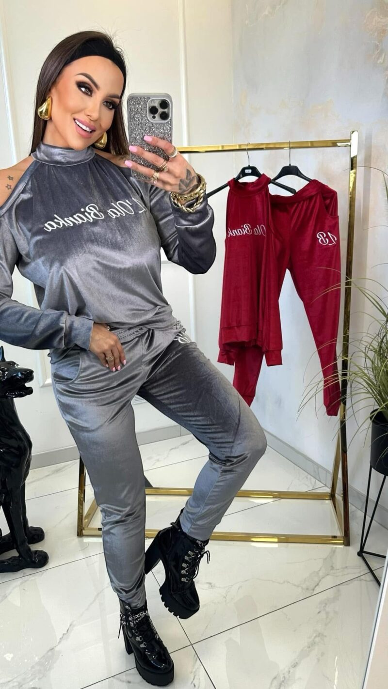 Dres Lola Bianka dres welurowy szary - obrazek 3