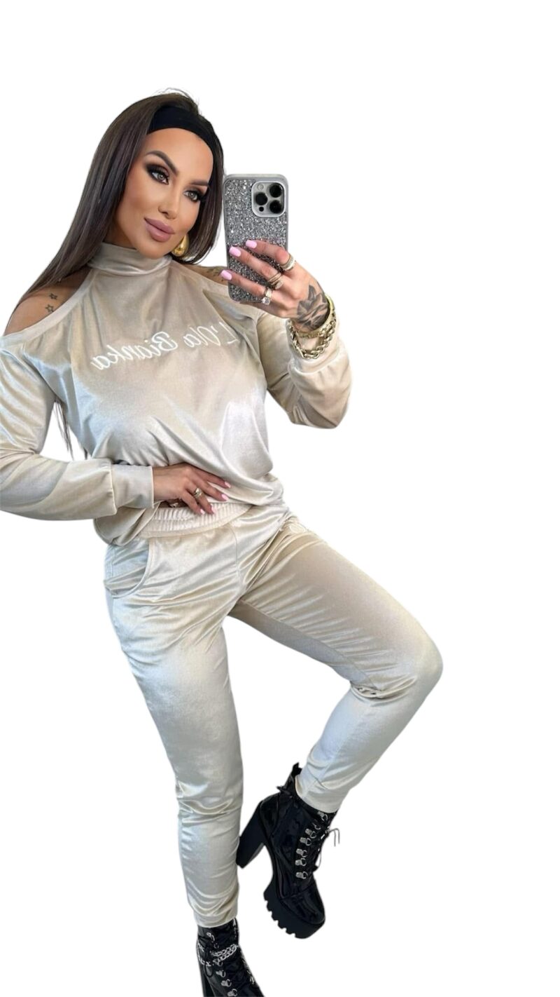 Dres Lola Bianka dres welurowy beżowy