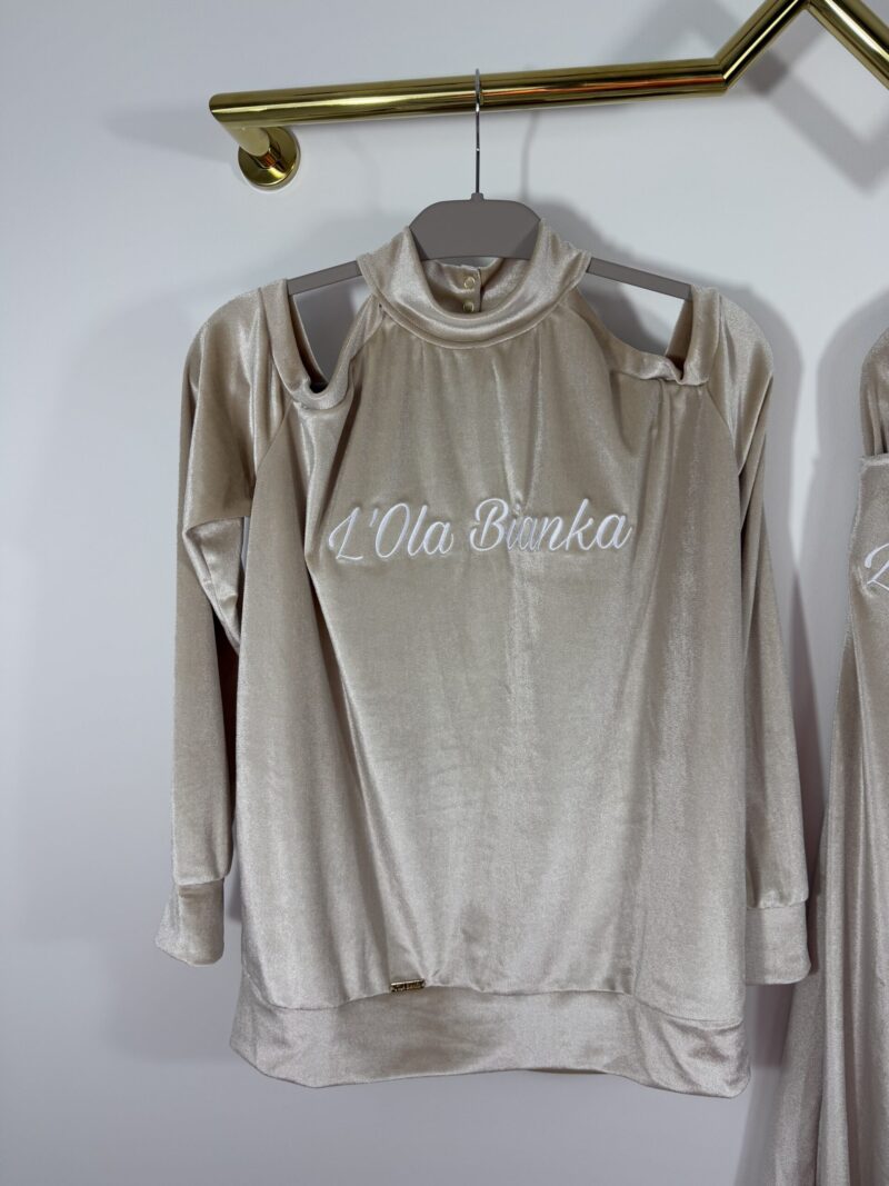 Dres Lola Bianka dres welurowy beżowy - obrazek 6
