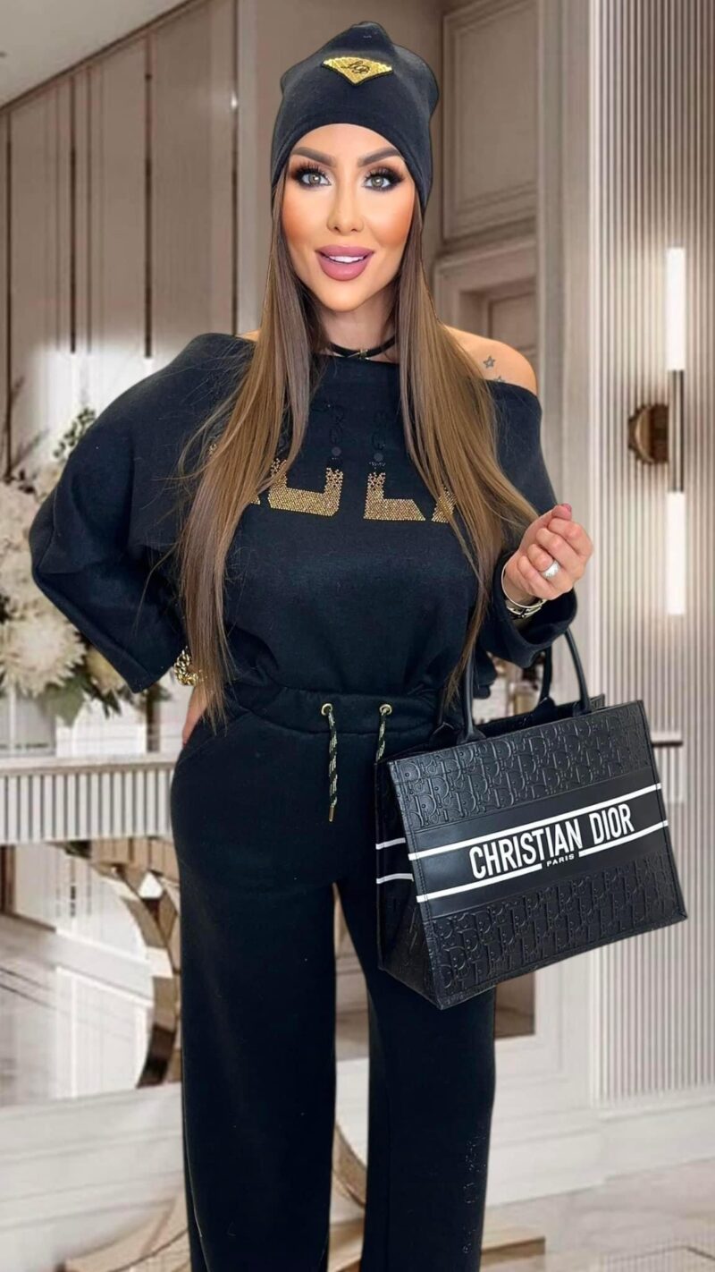 Dres Lola Bianka Komplet Dzianinowy Czarny Z Czapka Lb - obrazek 11