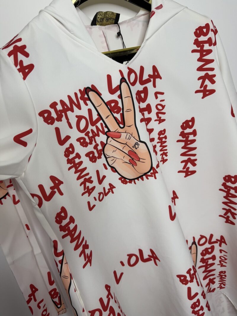 Sukienka Lola Bianka tunika luźna oversize z paskiem - obrazek 4
