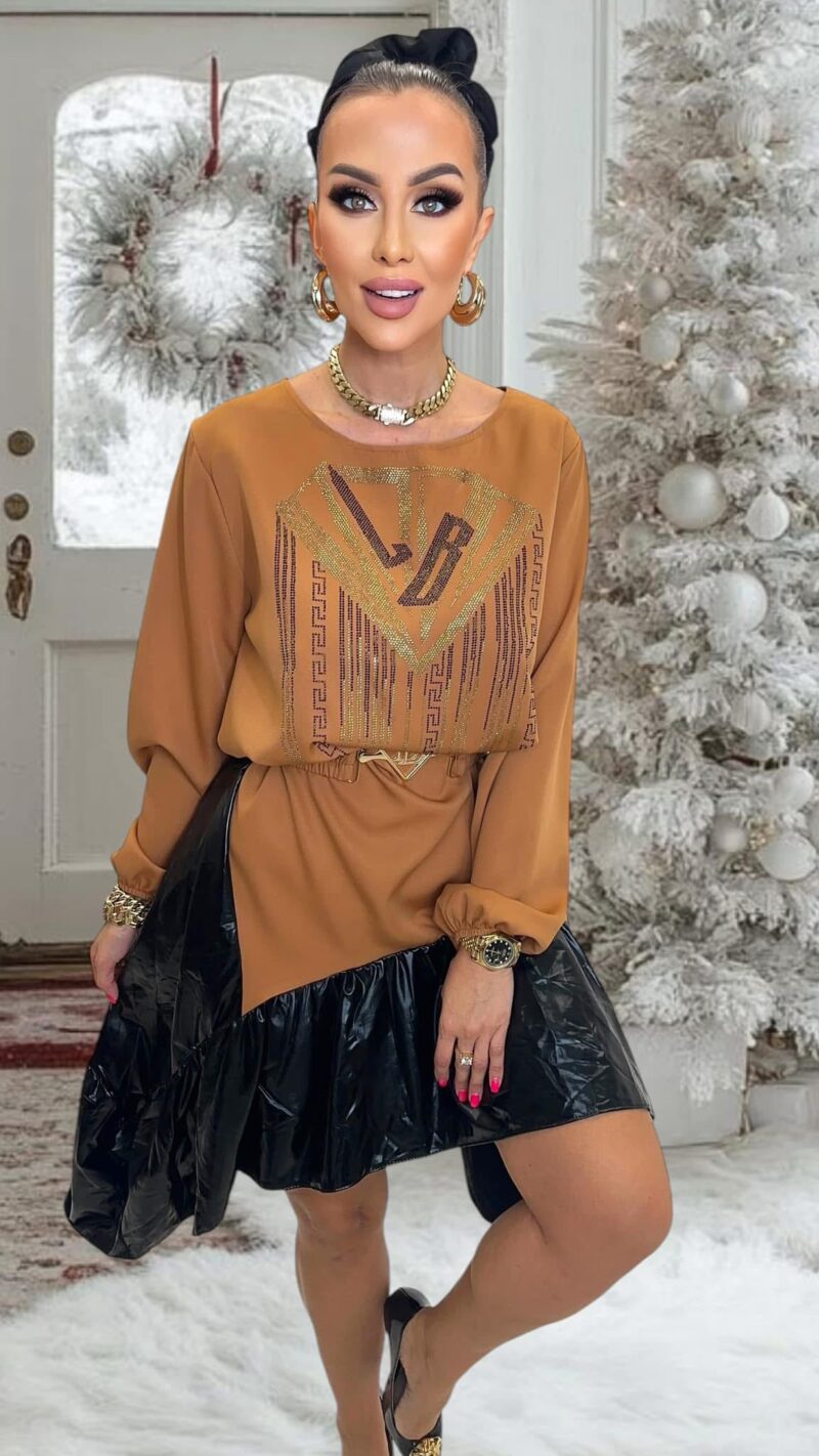 Sukienka Lola Bianka tunika oversize brązowa sukienka - obrazek 2