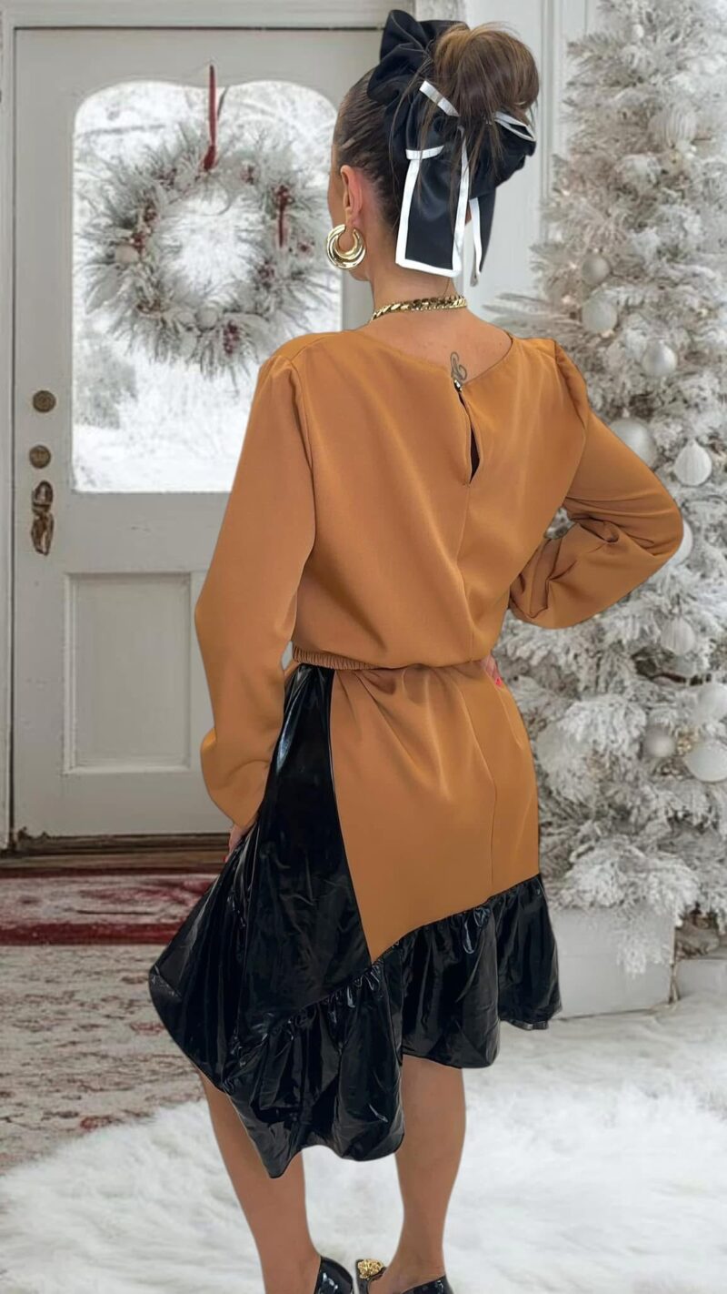Sukienka Lola Bianka tunika oversize brązowa sukienka - obrazek 4
