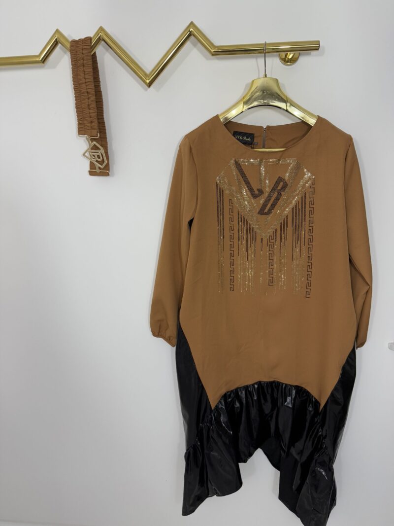 Sukienka Lola Bianka tunika oversize brązowa sukienka - obrazek 5