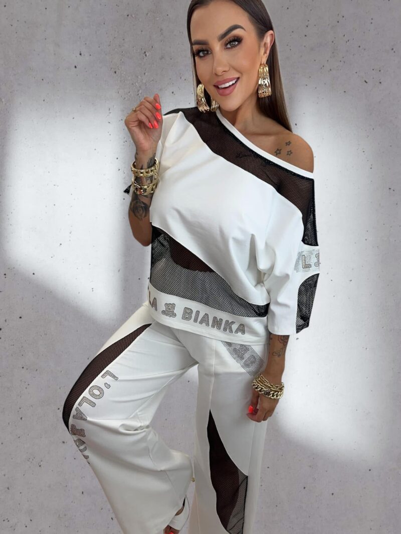 Dres Lola Bianka biały dresy damskie dzwony - obrazek 3