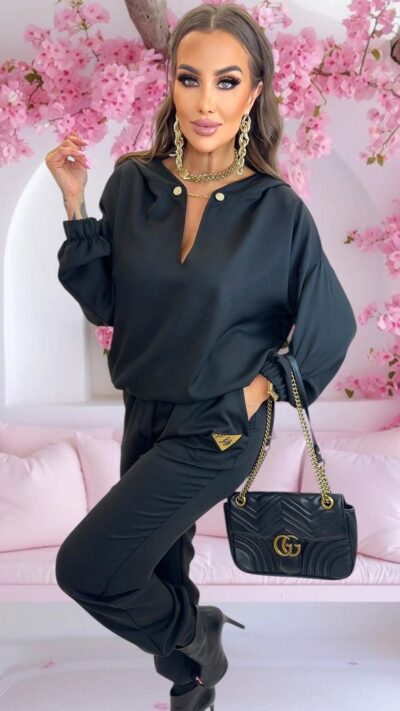 Komplet Lola Bianka czarny dres elegancki