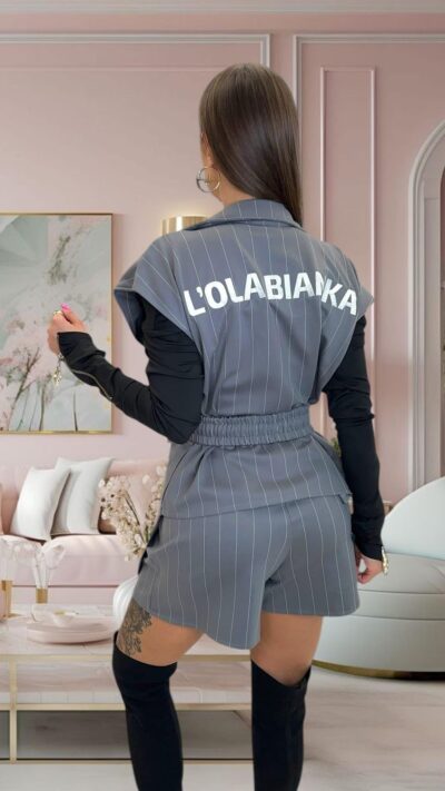 Komplet Lola Bianka garnitur letni kamizelka spodenki