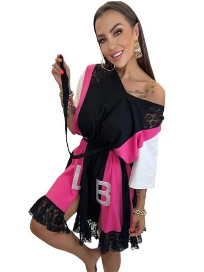 Sukienka Lola Bianka tunika z paskiem oversize