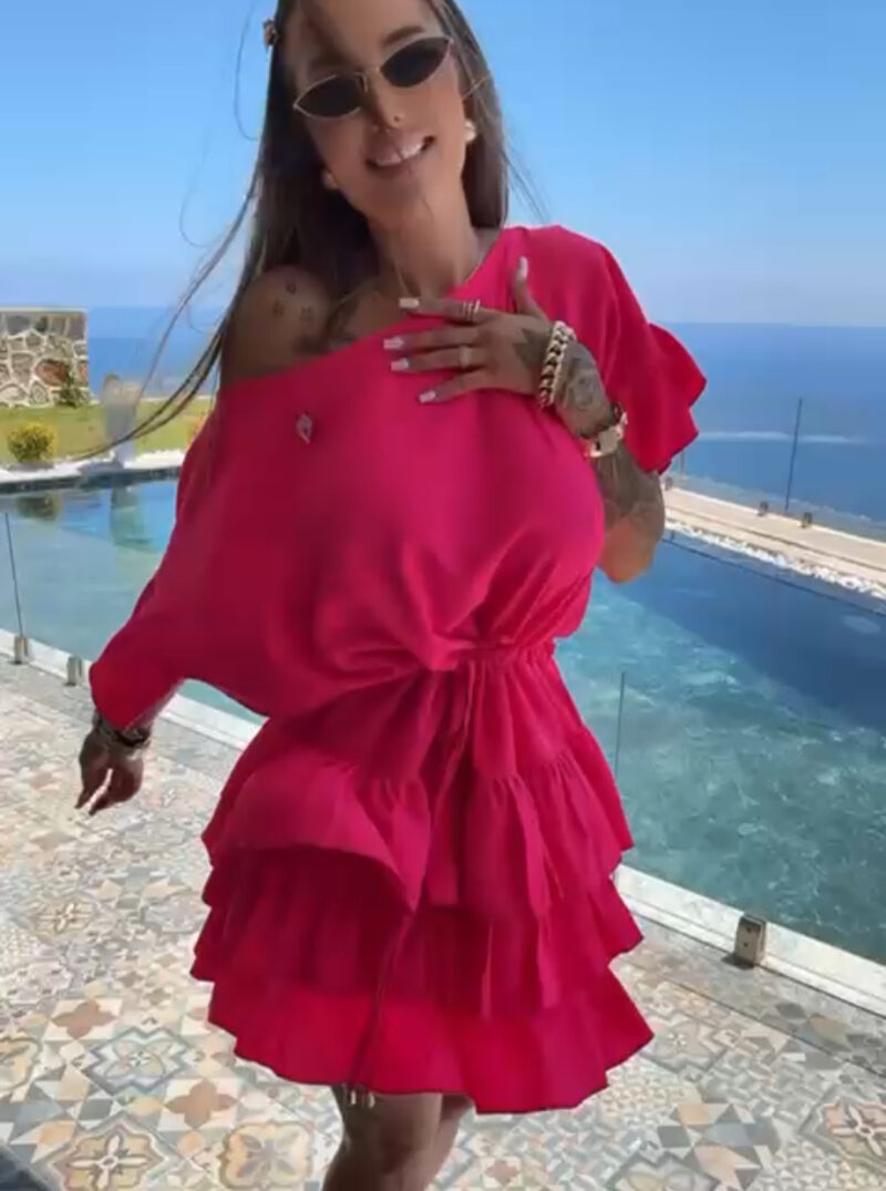 Sukienka Lola Bianka sukienka letnia oversize różowa - obrazek 3