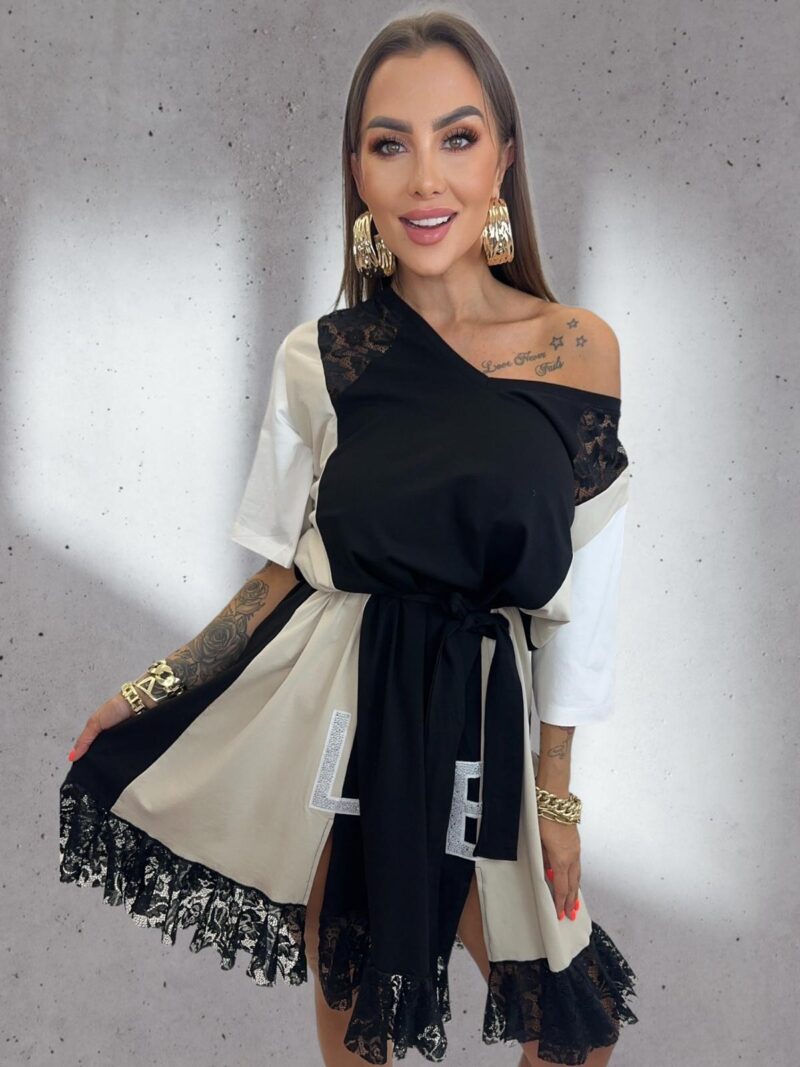 Sukienka Lola Bianka tunika oversize z paskiem - obrazek 2